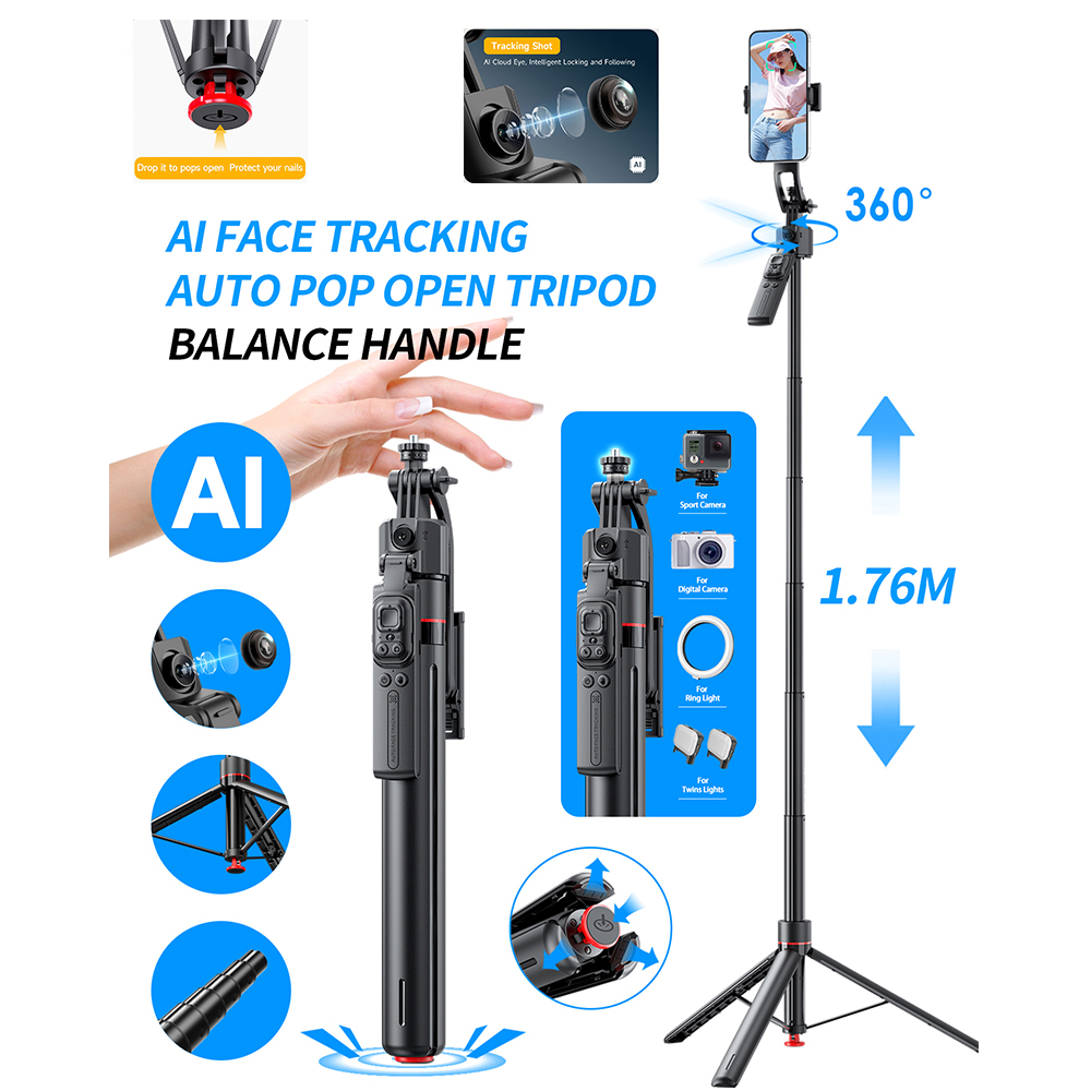 AI Gimbal Tripod Jumping Selfi - Selfie Stick Tripod ulasan dan harga