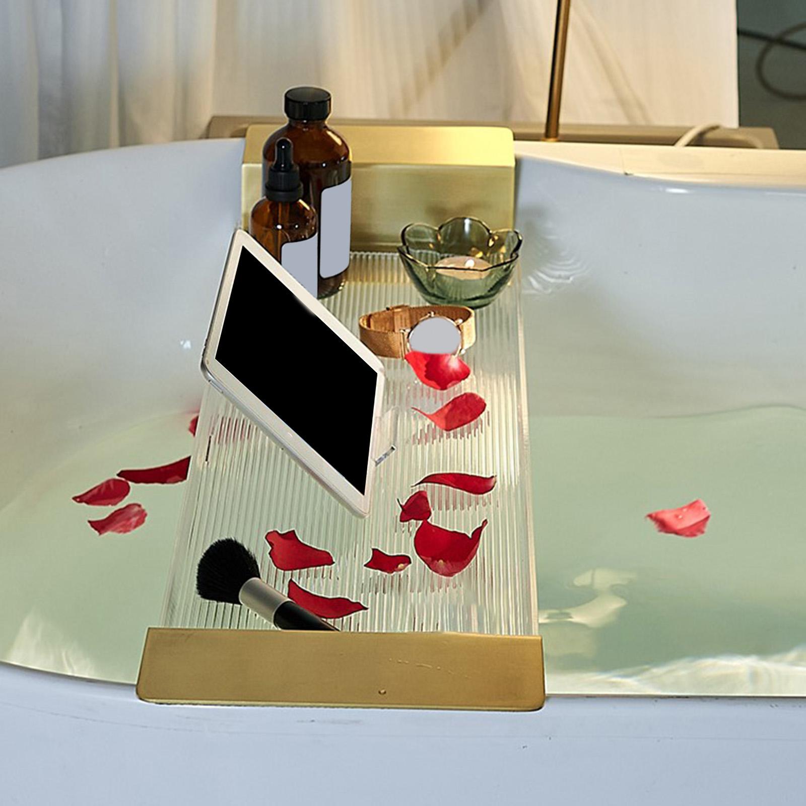 Acrylic Bathtub Tray Extendabl - Phone Accessories Rack ulasan dan harga