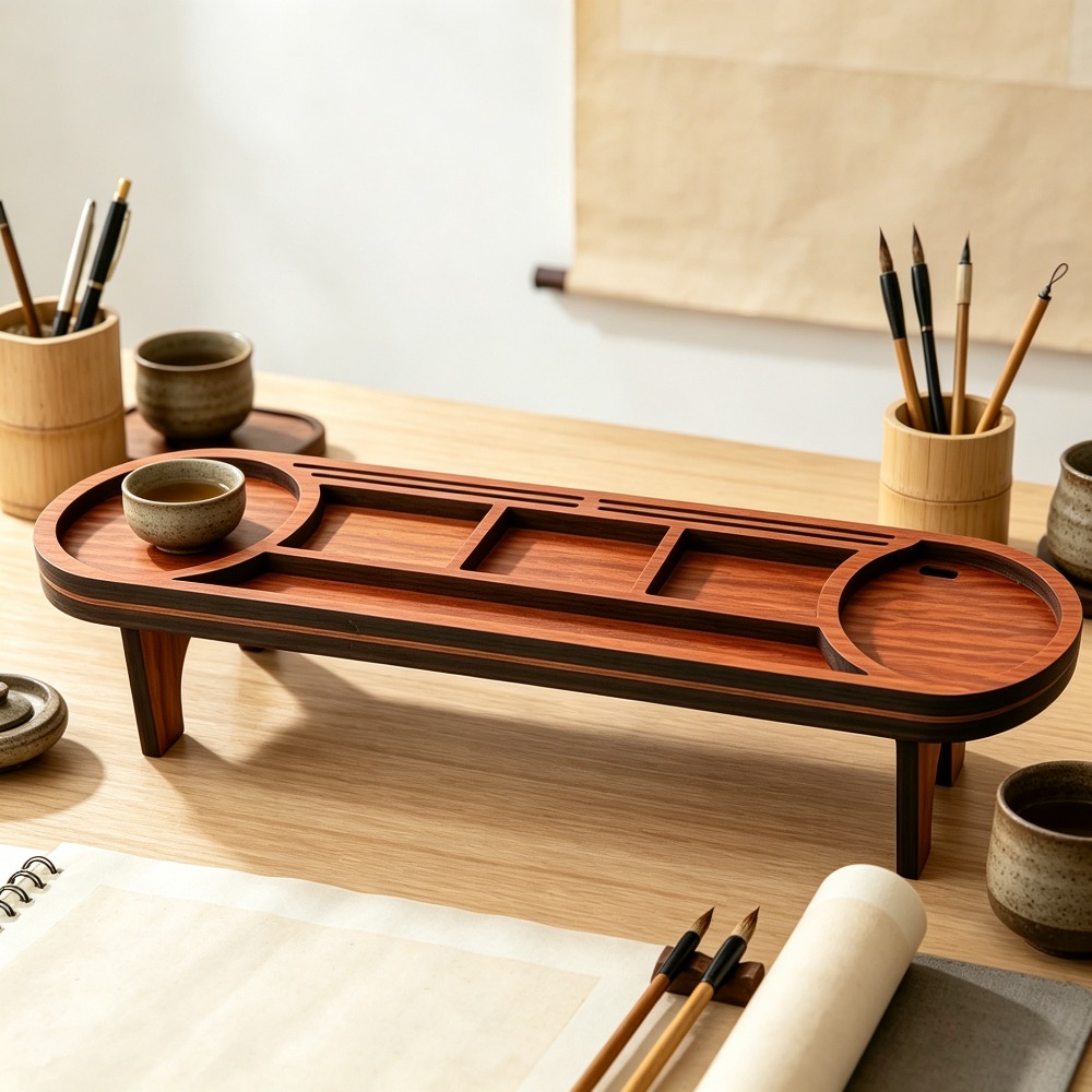 Wooden Desk Organizer with Pho - Phone Accessories Rack ulasan dan harga